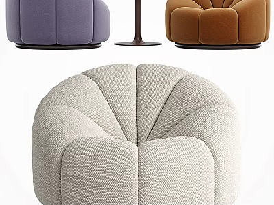 Leisure Sofa Set with Purple Brown Beige Upholstered Curved Design for Living Room 3d model