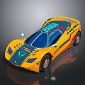 Yellow Sports Car With Colorful Graphics Chase Lettering Streamlined Body Large Wheels And Dynamic Design