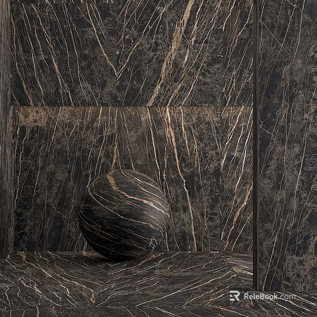 Elegant Dark Marble Sphere Component With Natural Veins On Textured Background 3d model 