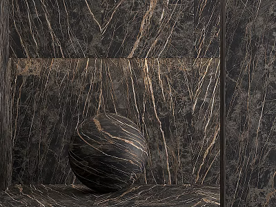 Elegant Dark Marble Sphere Component With Natural Veins On Textured Background 3d model