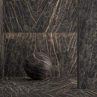 Elegant Dark Marble Sphere Component With Natural Veins On Textured Background 3d model