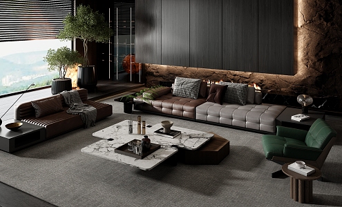 Minotti sofa coffee table combination 3d model