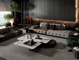 Minotti sofa coffee table combination 3d model