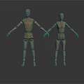 Wooden Mannequins With Articulated Joints Standing On White Background Holding Hands