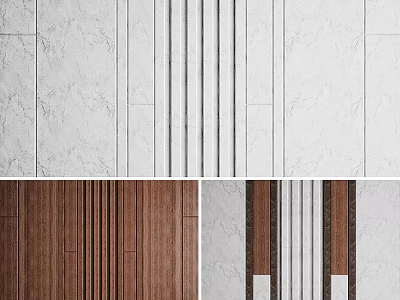 Modern Wall Paneling Design With Marble And Wooden Panels For Interior Decor 3d model
