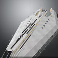 Sleek Modern Luxury Yacht Exterior With White Hull Yellow Accents And Streamlined Design