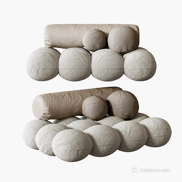 Modern Single Sofa With Soft Plush Round Cushions And Cozy Padded Design 3d model