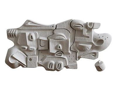 Abstract Geometric White Wall Decor With Carved Textured Patterns And Irregular Shapes 3d model