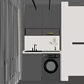 Modern Functional Home Balcony Design With Sink Washing Machine Cabinets And Natural Light