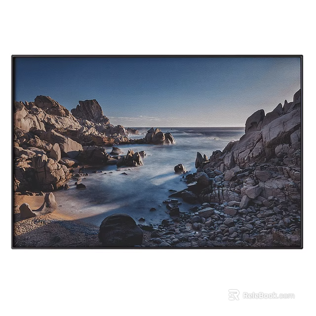 Landscape Artwork Of Rocky Coastal Scene With Ocean And Sky 3d model 