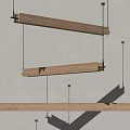 Three Modern FUSTA Wooden Linear Pendant Lights with Warm Illumination Hanging from Ceiling