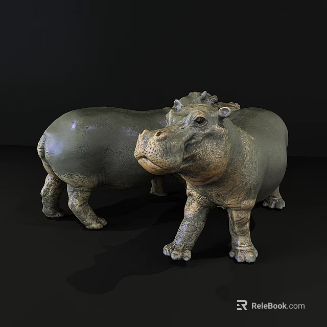 Two Lifelike Reptile Models Showcasing Intricate Textures On Dark Backdrop 3d model 