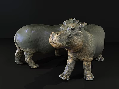 Two Lifelike Reptile Models Showcasing Intricate Textures On Dark Backdrop 3d model