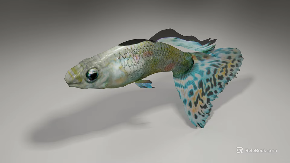 Vibrant Aquatic Fish With Colorful Scales Spotted Tail Large Eyes And Shimmering Body 3d model 