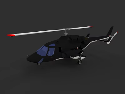 Black Helicopter with Sleek Design and Rotor Blades on Dark Background 3d model