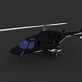 Black Helicopter with Sleek Design and Rotor Blades on Dark Background