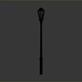 Classic Black Street Lamp With Tall Post Design Standing Against Neutral Gray Background