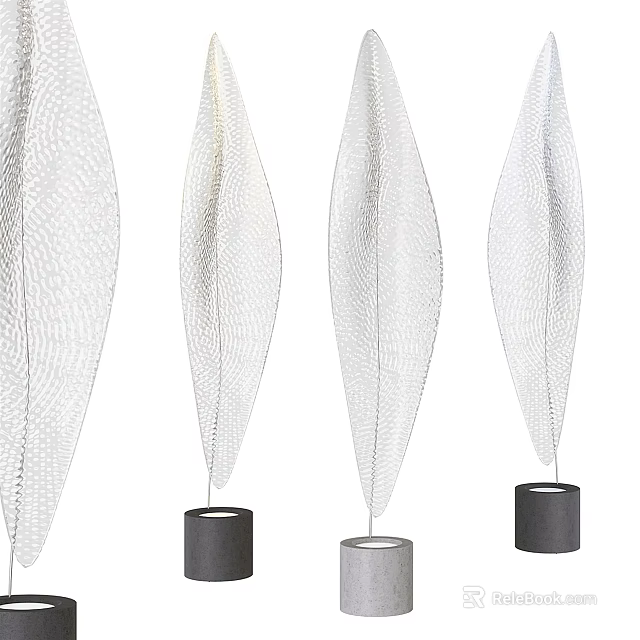 Elegant Modern Floor Lamp With Leaf Shaped Mesh Shade And Stable Base Design 3d model