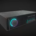 Black Digital Home Theater Audio Amplifier With Glowing LED Ring Knob And Control Buttons