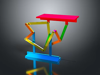 Colorful Modern Home Supplies Stand With Red Top And Multicolored Support Structure 3d model