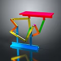 Colorful Modern Home Supplies Stand With Red Top And Multicolored Support Structure