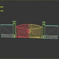 Iron Gate Outdoor Furniture With Brick Pillars And Decorative Design In The Center
