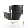 Modern Navy Blue Velvet Accent Chair With Curved Backrest And Metal Frame Legs