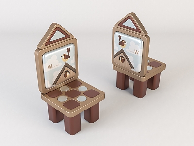 Modern children's chair wooden children'stool 3d model