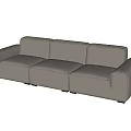 Modern Gray Leather Sectional Sofa with Sleek Design and Comfortable Seats 3d model