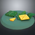 Traditional Green Leaf Wrapped Food Items With Yellow Rice And Grains