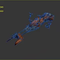 Futuristic Red Mechanical Weapon Design with Spear Shaped Blade and Sci Fi Structure 3d model