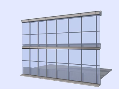 Modern Building Exterior Wall With Multi Panel Glass Curtain And Structural Framing 3d model