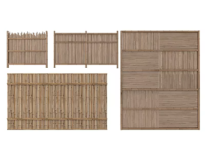 Different Types of Bamboo Fences With Various Patterns For Outdoor Use 3d model