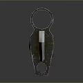 Tactical Knife With Green Textured Handle And Serrated Metal Blade On Gray Background