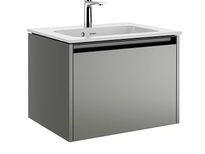 Modern Bathroom Vanity With White Countertop And Grey Cabinet Silver Faucet 3d model