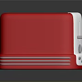 Red And White Retro Toaster With Bread Slots And Control Buttons For Kitchen Use