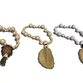 Handmade Beaded Necklaces with Tassel and Feather Pendants in Beige and White Colors