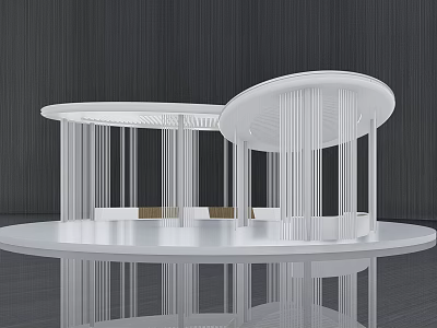 Modern White Curved Pergola with Slim Columns and Elegant Architectural Design 3d model