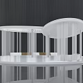 Modern White Curved Pergola with Slim Columns and Elegant Architectural Design