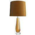 Modern Elegant Table Lamp With Brown Lampshade And Transparent Glass Base