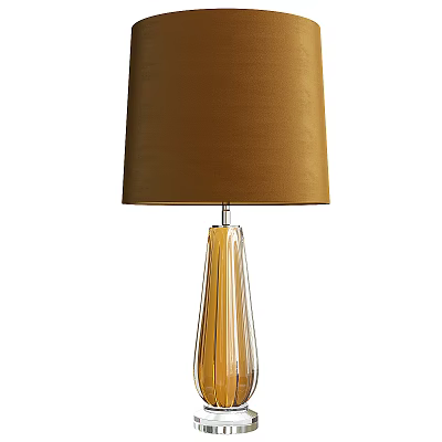 Modern Elegant Table Lamp With Brown Lampshade And Transparent Glass Base 3d model