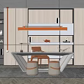 Modern Desk and Chair Home Desk and Chair Combination Chandelier Bookcase 3d model