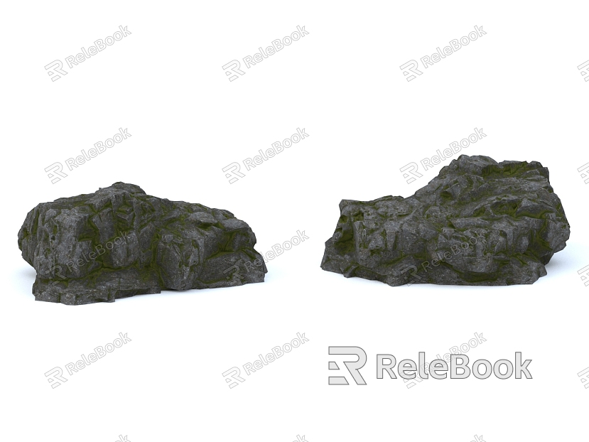 Rock Stone Blocks Boulders Natural Landscape model