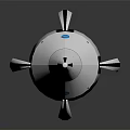 White Black Rocket Model With Pointed Top USA Flag Logo Blue Circular Emblem Bottom Supports