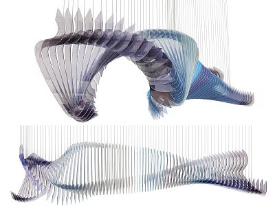 Modern Luxurious Chandelier with Unique Shape and Blue Gradient Transparent Material Hanging Design 3d model