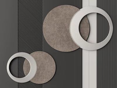 Modern Wall Decor With Circular Textured Elements On Striped Wall 3d model