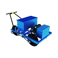 Blue Agricultural Seeder Machine With Two Boxes And Black Wheels 3d model