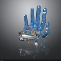 Futuristic Blue Mechanical Hand With Polygonal Fingers And Detailed Base Structure