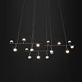 Modern Linear Chandelier With White Spherical Illuminated Hanging Lights For Interior