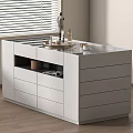 Modern White Storage Cabinet With Drawers Open Shelf And Decorative Items On Top